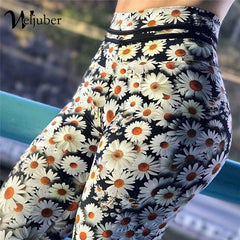 Weljuber Flower Prints Leggings 2018 New Fashion Womens High Waist Push Up Hips Leggings Sexy High Elastic Skinny Trousers