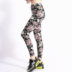 New Wholelsales Women Leggings Fashion Flowers Printed Slim Elastic Leggins Pant Casual Plus Size Leggings For Women