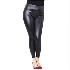 FSDKFAA Women Leggings Black High Waist Faux Leather Leggings High Elastic Stretch Material Skinny Pants  Plus Size XL-XXXXXL