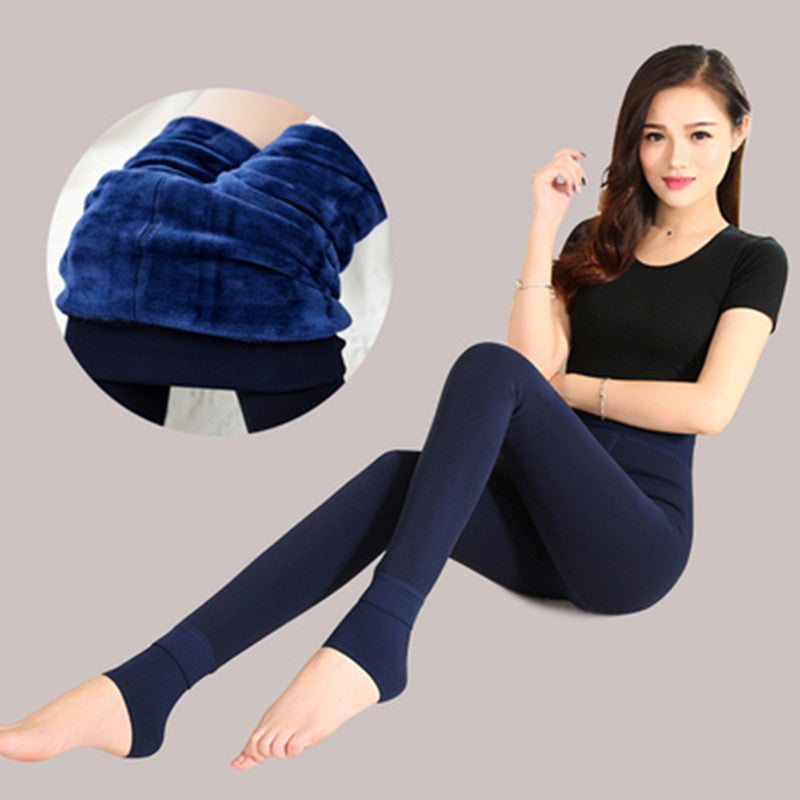 Women High Elastic Thick Leggings Autumn Winter Warm Velvet Pants AIC88