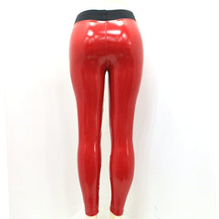 Women Shiny Leggings Wet Look PU Leather Leggings Black Red Slim High Waist Skinny Pants