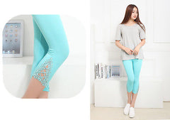 Hot Womens Crop 3/4 Length Leggings Clothes Capri Cropped Lace Summer Modal High Quality pants