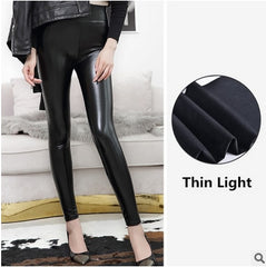 Everbellus Fitness Leather Leggings for Women Black Light&Matt Thin&Thick Femme Fitness PU Leggings Sexy Push Up Slim Pants