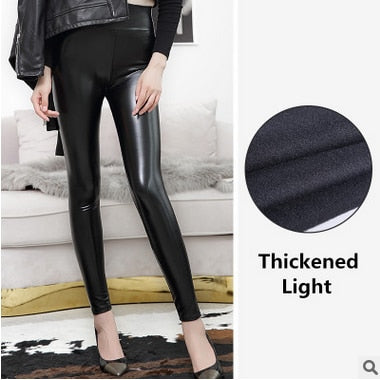 Everbellus Fitness Leather Leggings for Women Black Light&Matt Thin&Thick Femme Fitness PU Leggings Sexy Push Up Slim Pants