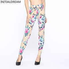 Hot Sale 2019 Spring and Autumn Flowers Printing High Waist Leggings Pant Casual Women Print Elasticity Fitness Leggins Female