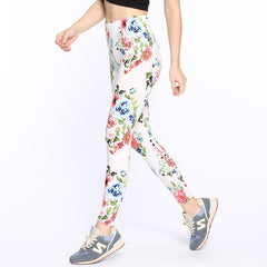 Hot Sale 2019 Spring and Autumn Flowers Printing High Waist Leggings Pant Casual Women Print Elasticity Fitness Leggins Female