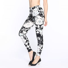 Hot Sale 2019 Spring and Autumn Flowers Printing High Waist Leggings Pant Casual Women Print Elasticity Fitness Leggins Female