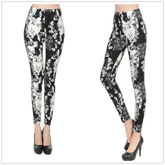 Hot Sale 2019 Spring and Autumn Flowers Printing High Waist Leggings Pant Casual Women Print Elasticity Fitness Leggins Female