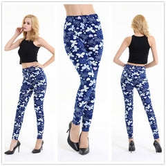 Hot Sale 2019 Spring and Autumn Flowers Printing High Waist Leggings Pant Casual Women Print Elasticity Fitness Leggins Female