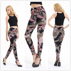 Hot Sale 2019 Spring and Autumn Flowers Printing High Waist Leggings Pant Casual Women Print Elasticity Fitness Leggins Female