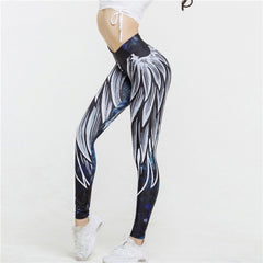 CHRLEISURE 2019 New Leggings Women Wing Printing Fashion Fitness Legging High Waist Polyester Breathable Sports Leggings