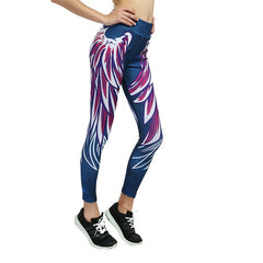 CHRLEISURE 2019 New Leggings Women Wing Printing Fashion Fitness Legging High Waist Polyester Breathable Sports Leggings