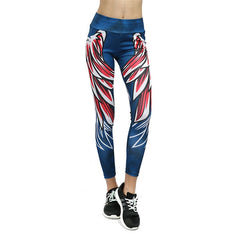 CHRLEISURE 2019 New Leggings Women Wing Printing Fashion Fitness Legging High Waist Polyester Breathable Sports Leggings