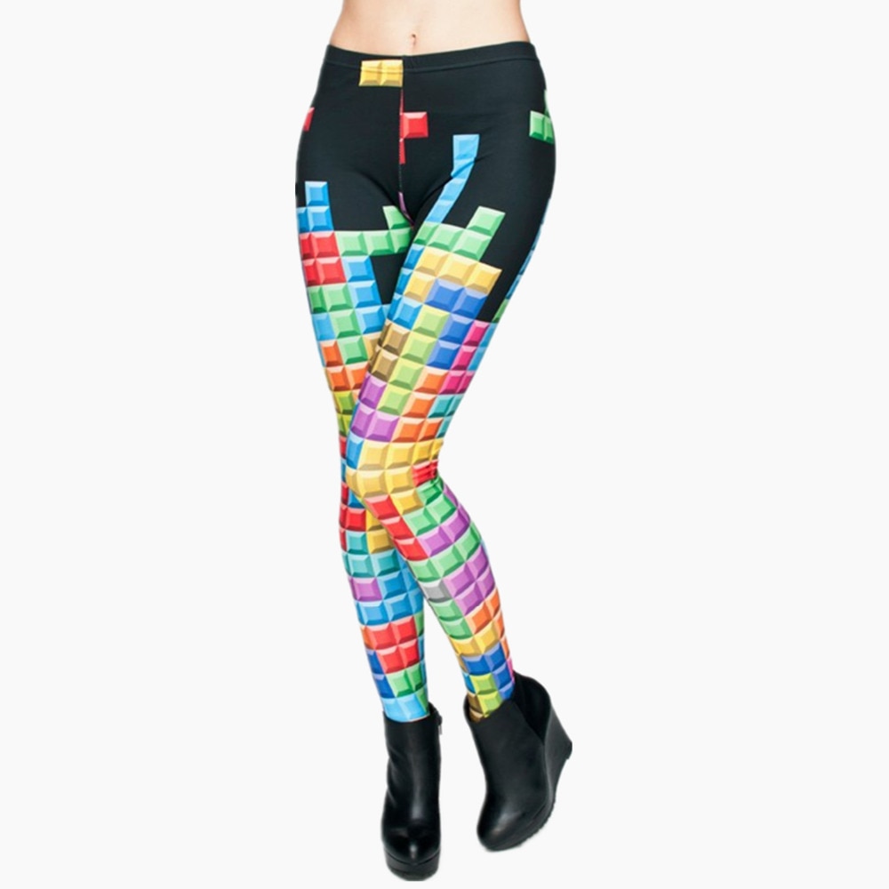 Fashion Brand Tetris 3D Graphic Full Printing Punk Women Fitness Legging Stretchy Trousers Casual Pants Leggings