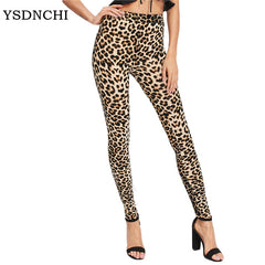 YSDNCHI 2019 Fashion Women Leggings Slim High Waist Elasticity Leggings Leopard Printing leggins Woman Pants Cotton Leggings